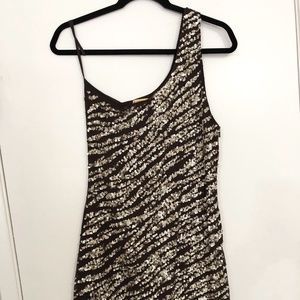 Alice + Olivia brown one-shoulder dress